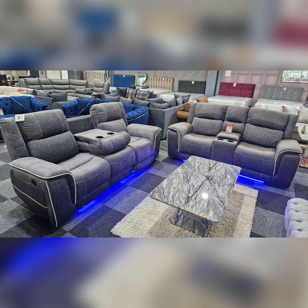 Harry Electric Recliner 3+2 Sofa Micro Fibre Fabric