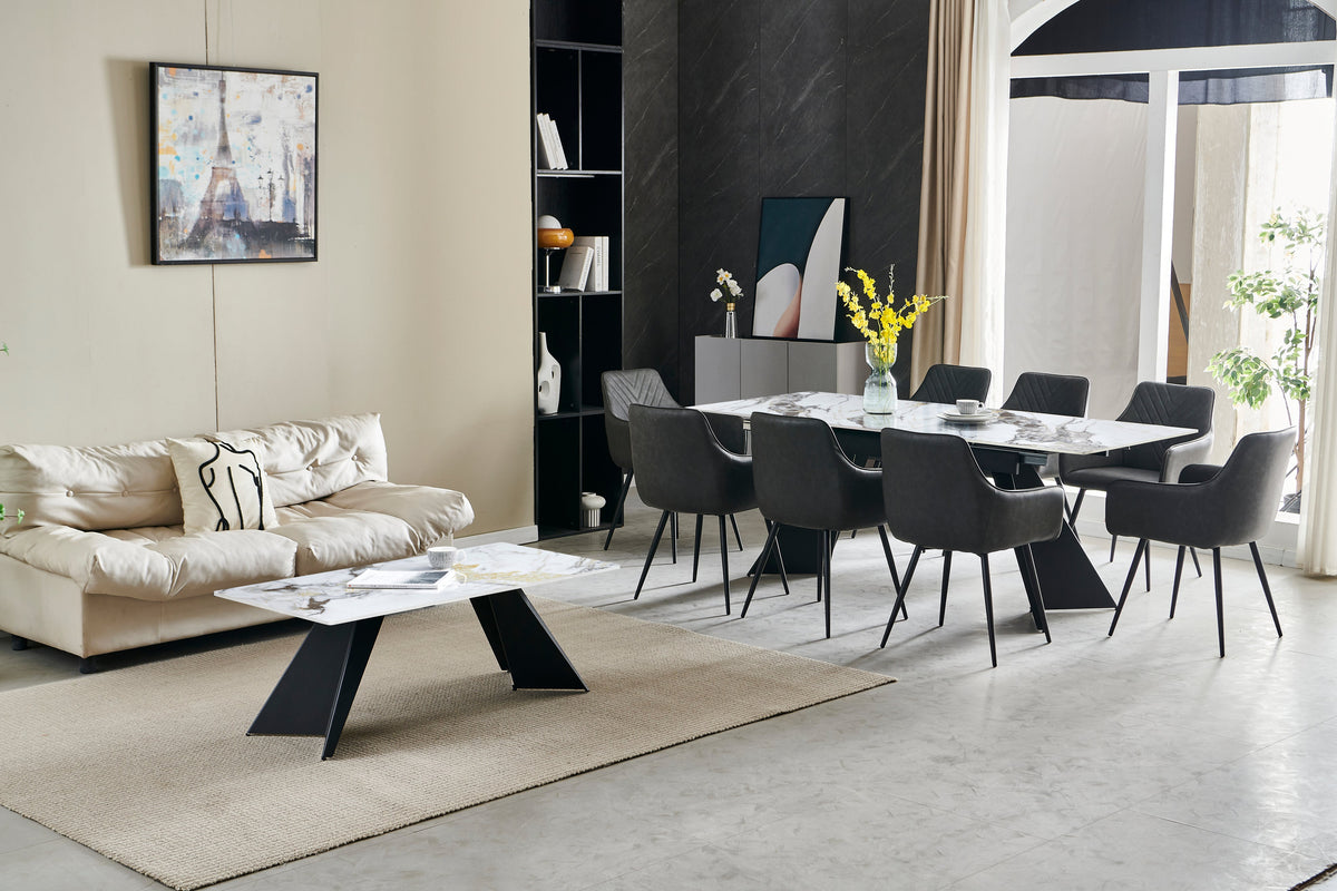 Chicago Extending Cream & Gold Ceramic Table
