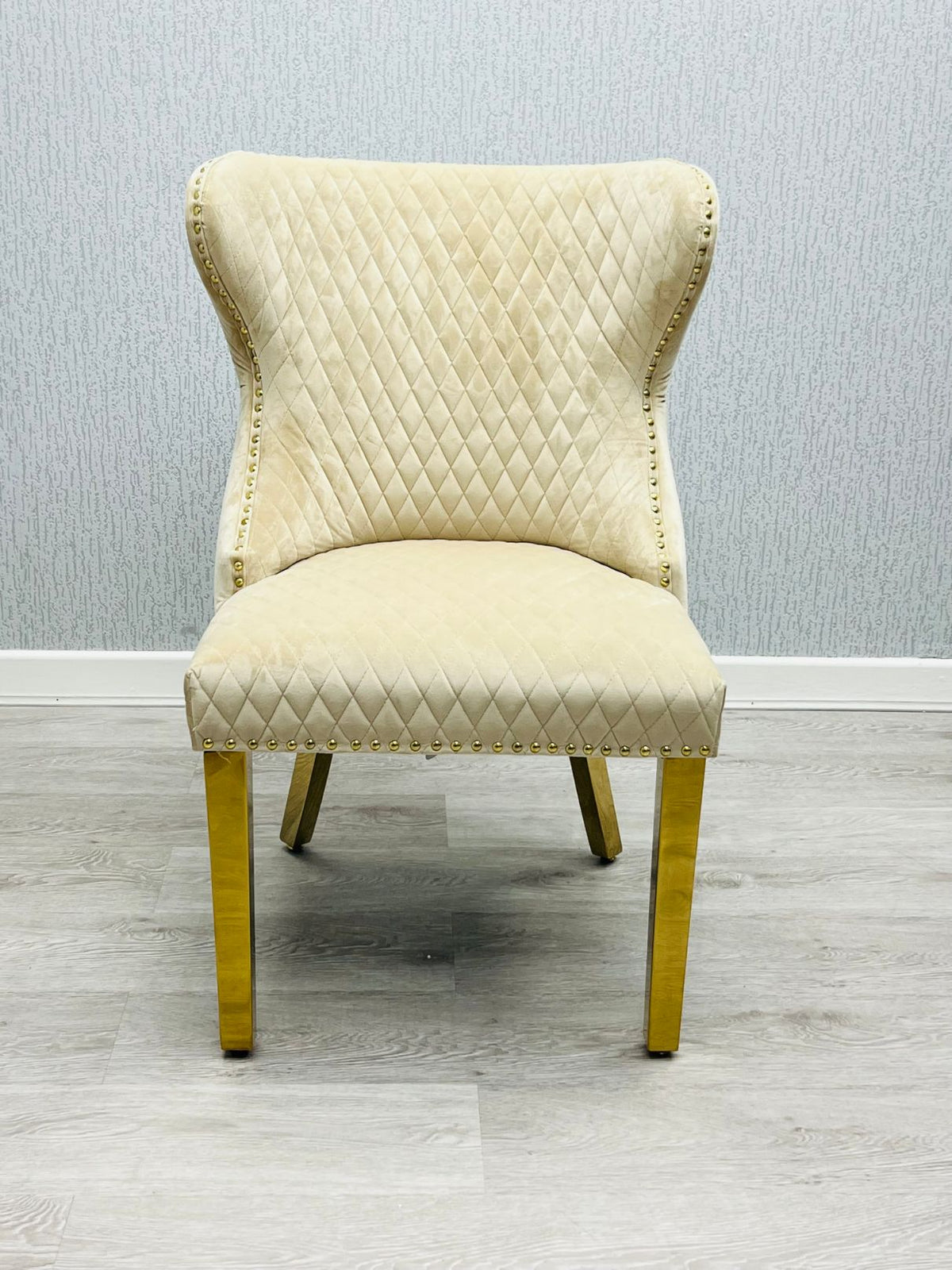 Ravello 160cm Cream & Gold Dining Table Set with Valentino Chairs
