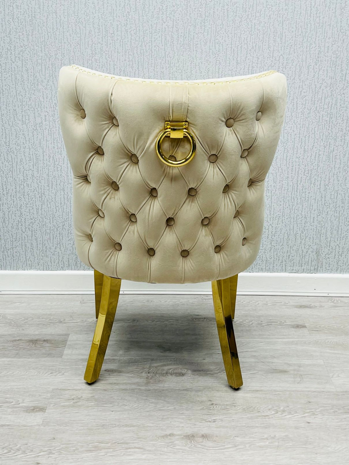Elina 160cm Gold Marble Dining Table with Valentino Gold Chairs