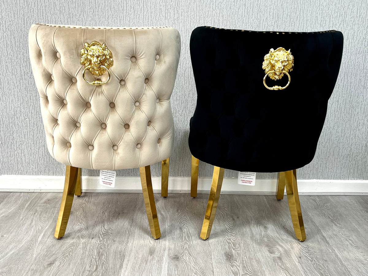Elina 160cm Gold Marble Dining Table with Valentino Gold Chairs
