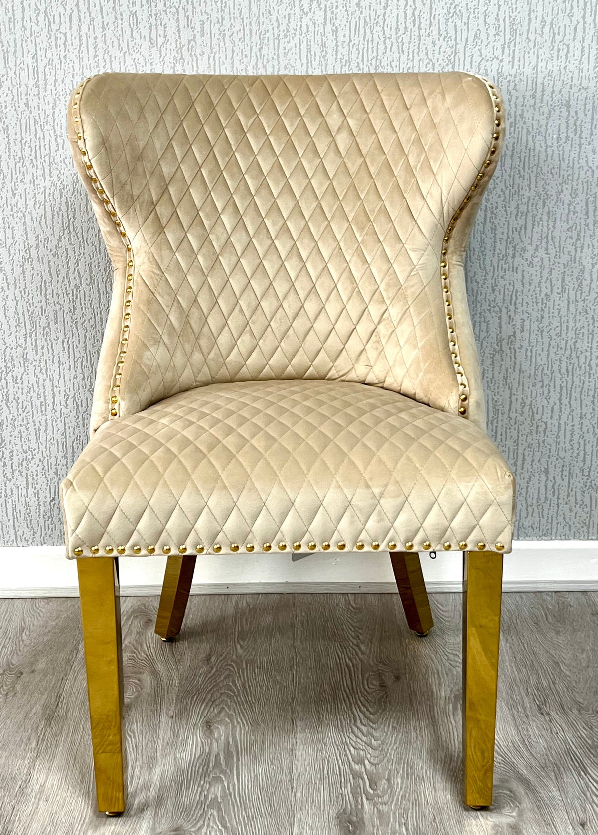 Elina 160cm Gold Marble Dining Table with Valentino Gold Chairs
