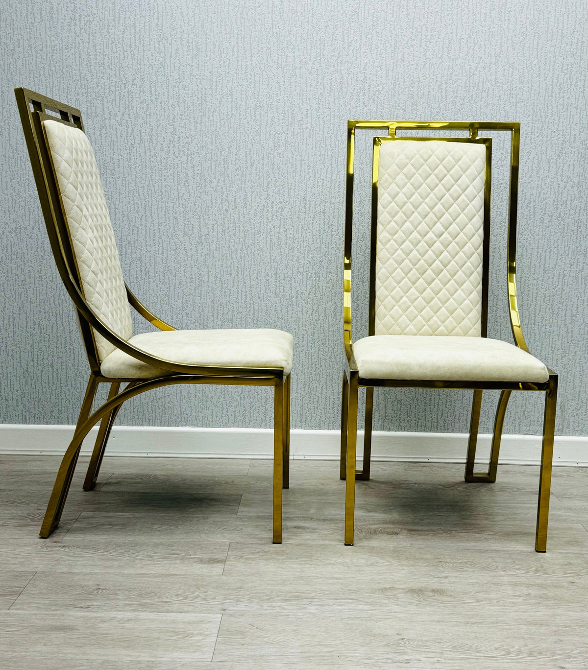 Sofia Cream Gold Marble Dining Table with Windsor Chairs