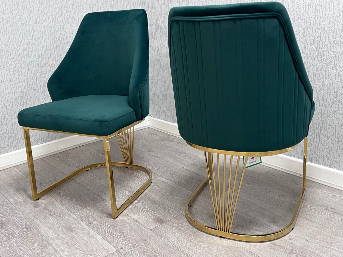 Elina 180cm Gold Marble Dining Table Set with Lasco Gold Chairs
