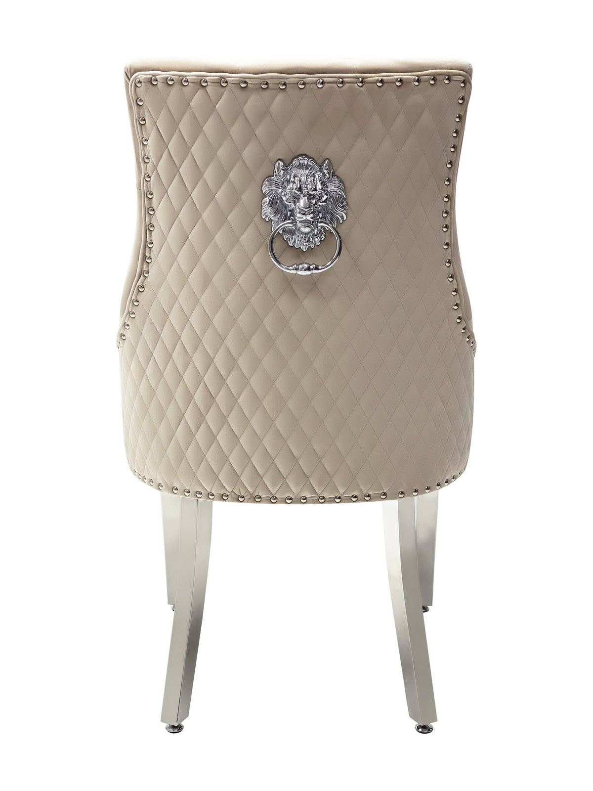 Sofia Grey Marble Dining Table with Majestic Grey Lion Knocker Chairs
