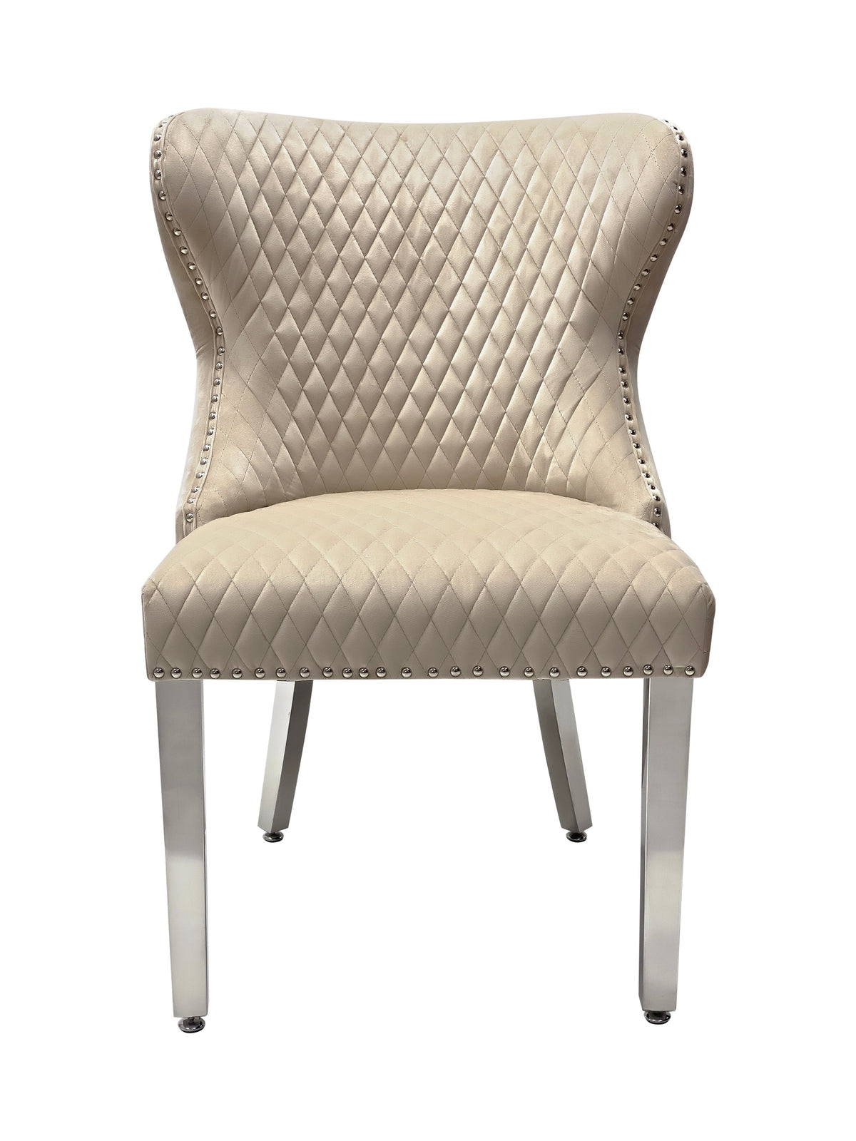 Set Of 2 Valentino Mink Velvet Dining Chair With Lion Knocker