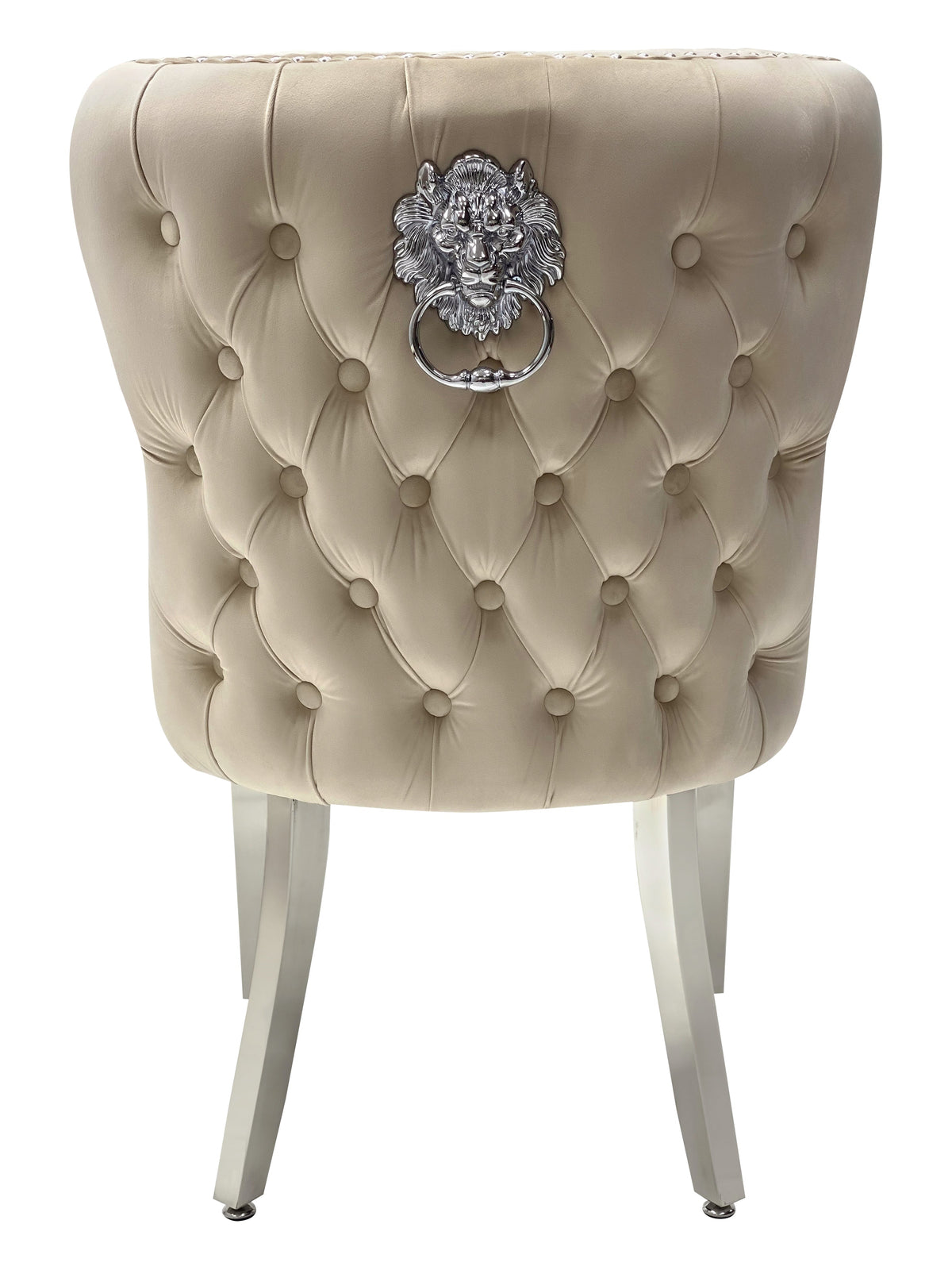 Set Of 2 Valentino Mink Velvet Dining Chair With Lion Knocker