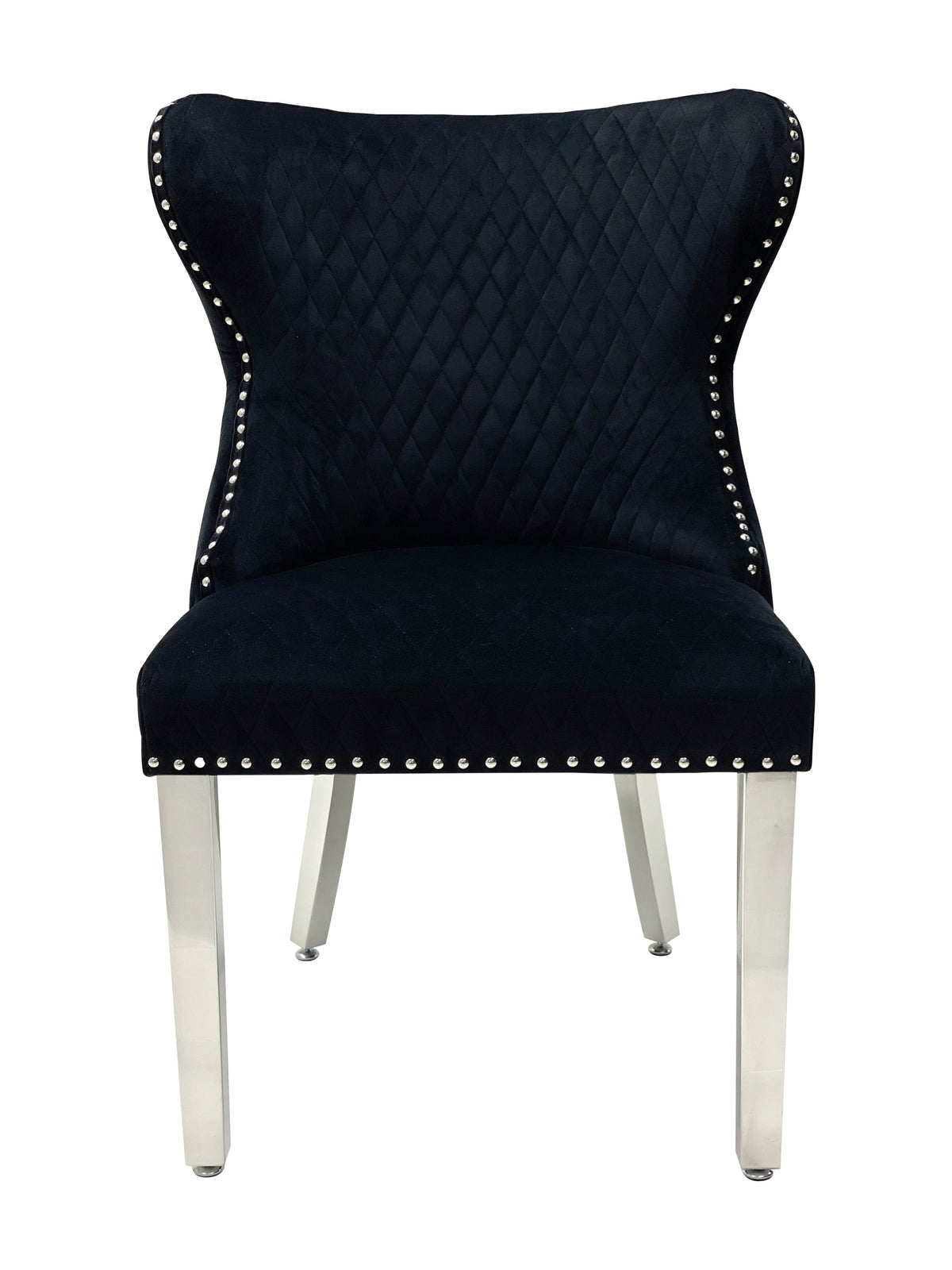 Set Of 2 Valentino Black Velvet Dining Chair With Lion Knocker