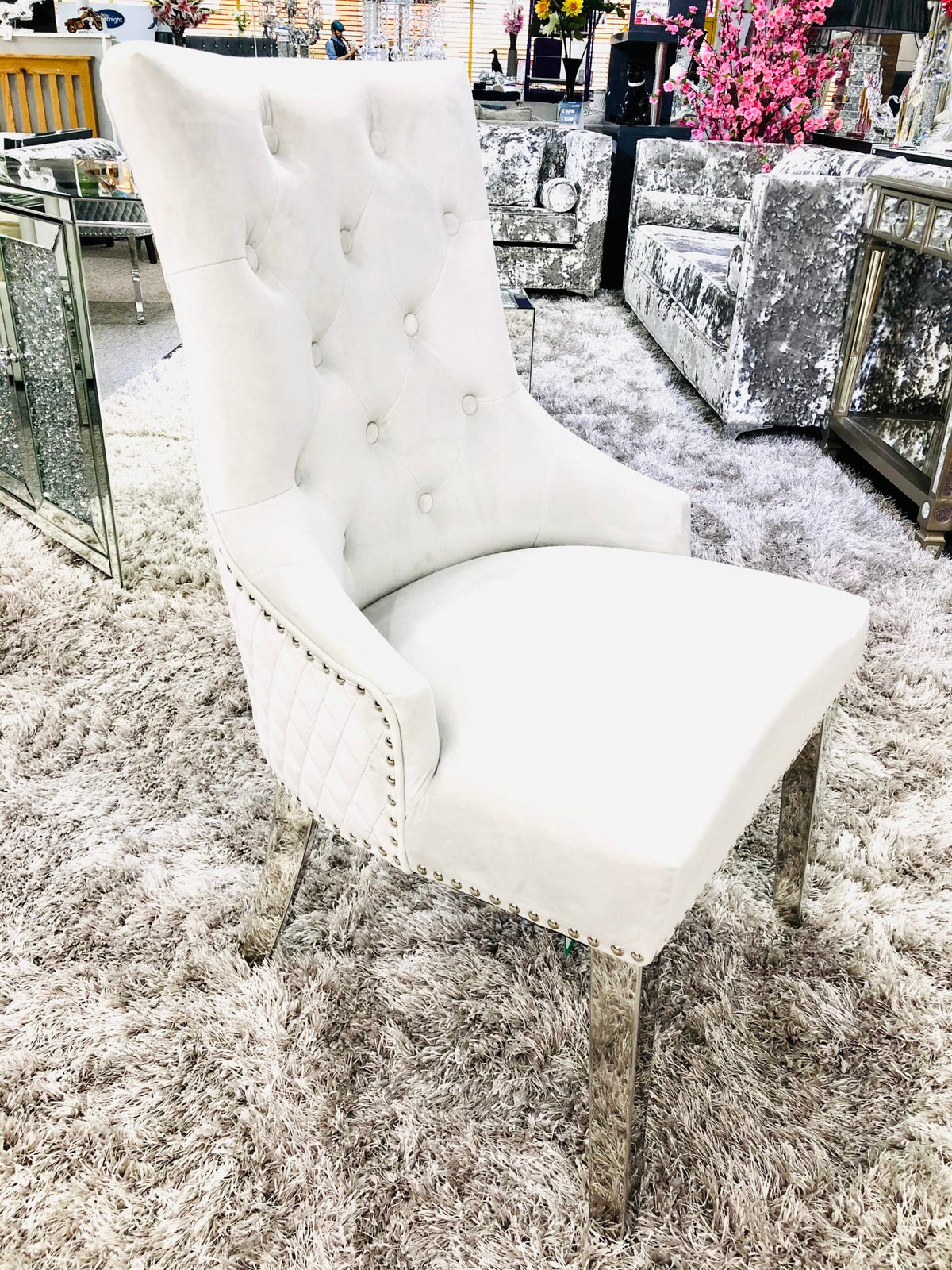 Set Of 2 Majestic Silver Dining Chair With Lion Knocker