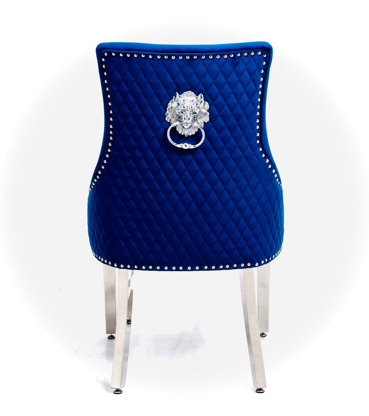 Set Of 2 Majestic Navy Velvet Dining Chair With Lion Knocker