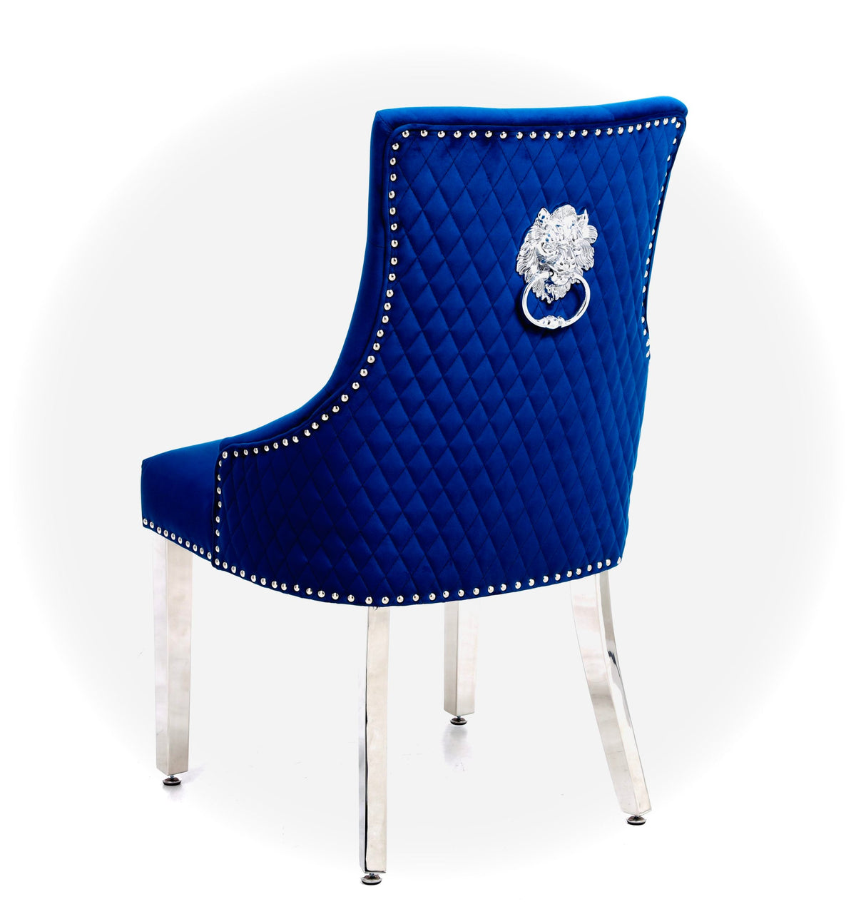 Set Of 2 Majestic Navy Velvet Dining Chair With Lion Knocker