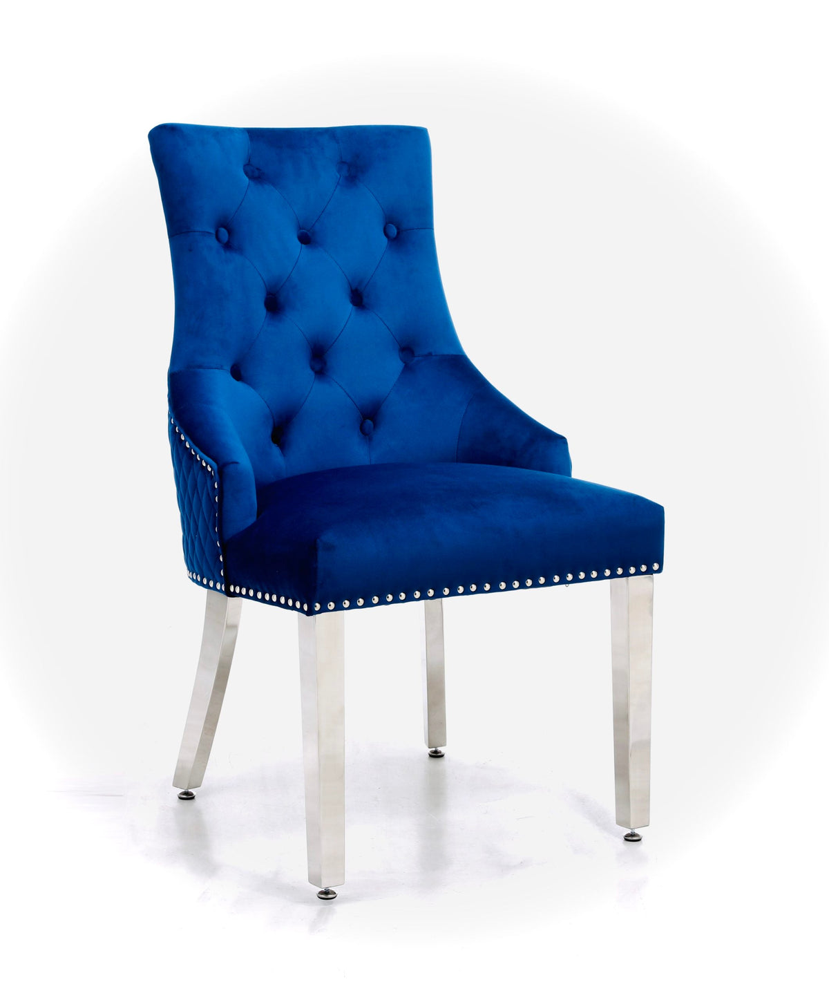 Set Of 2 Majestic Navy Velvet Dining Chair With Lion Knocker