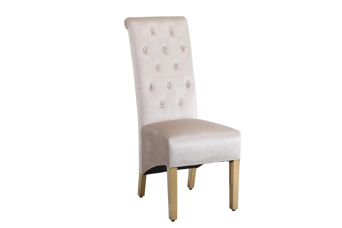 Sofia Cream Gold Marble Dining Table with Sofia Cream Gold Chairs