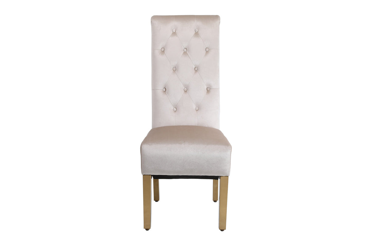 Sofia Cream Gold Marble Dining Table with Sofia Cream Gold Chairs