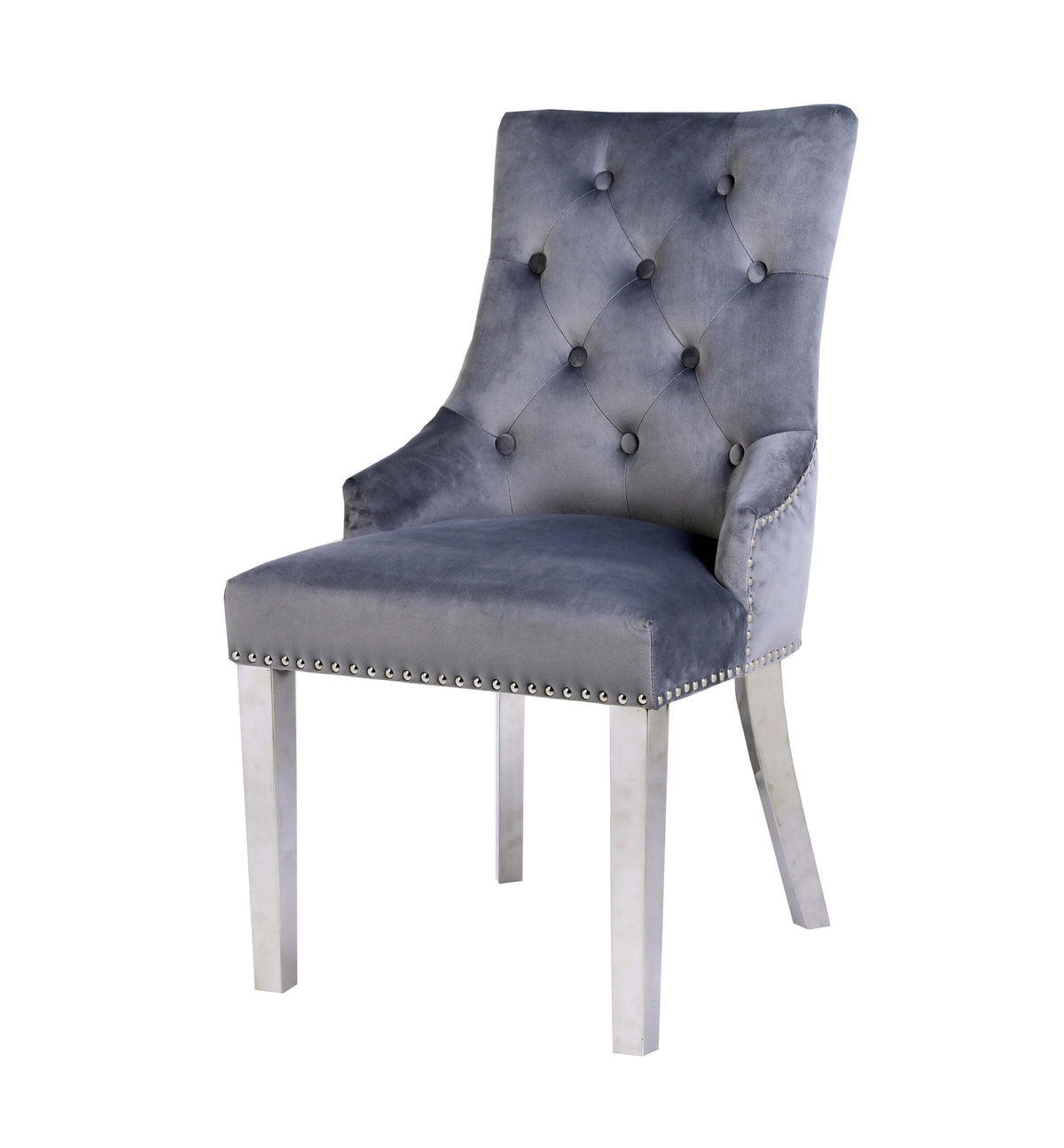 Set Of 2 Valencia Dark Grey Dining Chair with Round Knocker