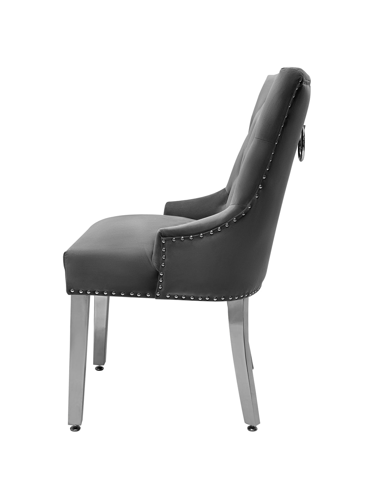 Set Of 2 Valencia Dark Grey Dining Chair with Round Knocker