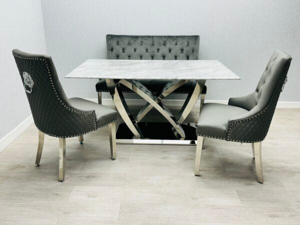California Grey Marble 160cm Dining Table Only