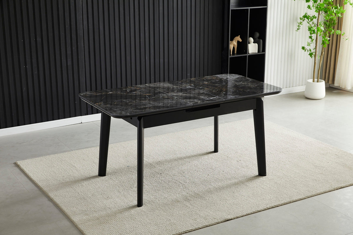 Arizona Extending Black Gold Ceramic Table With Palermo Chairs