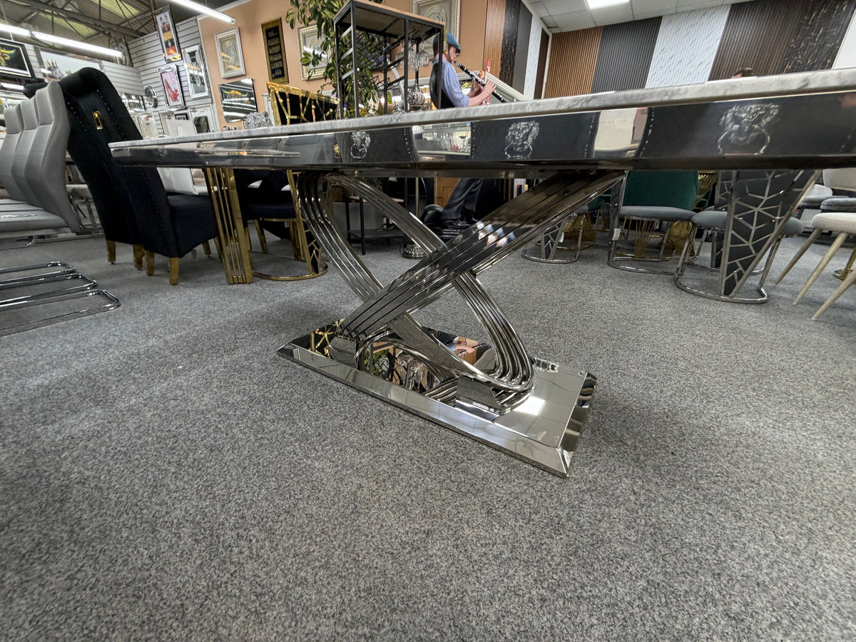 Elina 1.8m Grey Marble Dining Table