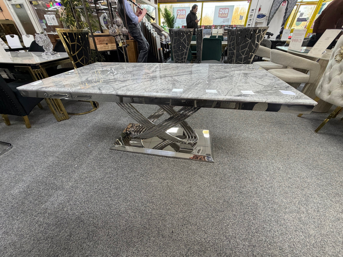 Elina 1.8m Grey Marble Dining Table