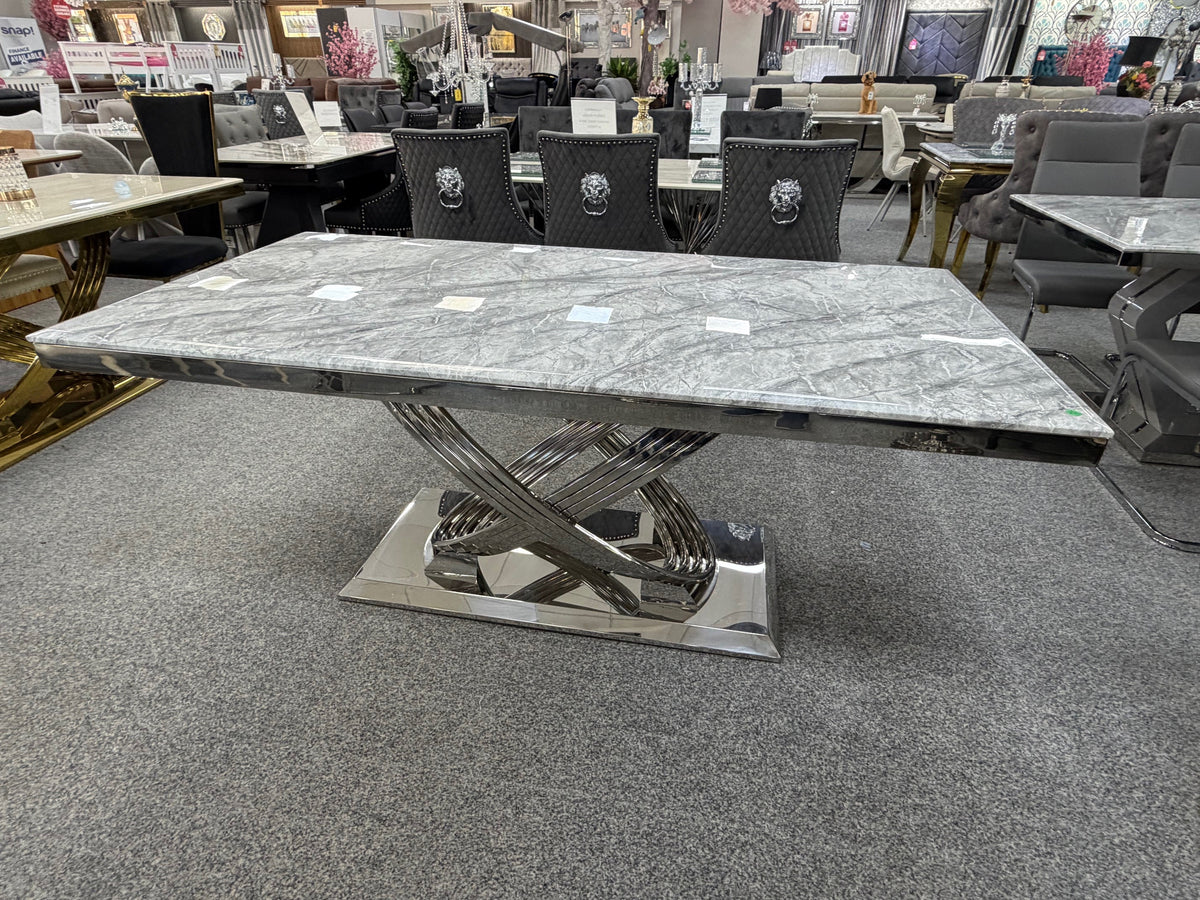 Elina Luxury Grey Marble Dining Table with Lasco Grey Chairs