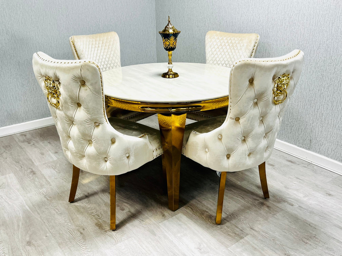 Sofia Gold Marble Dining Table Only