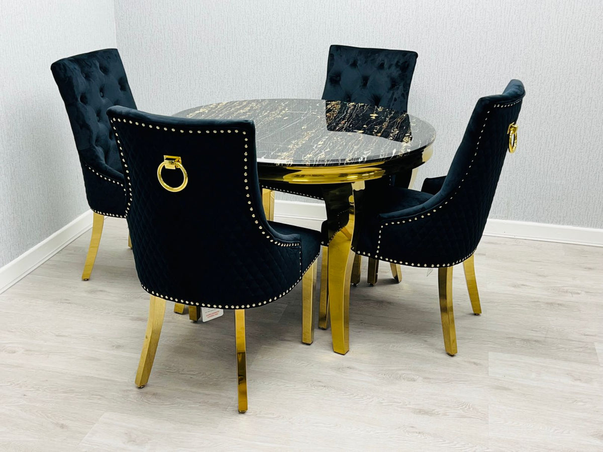 Sofia Black & Gold Dining Table Only