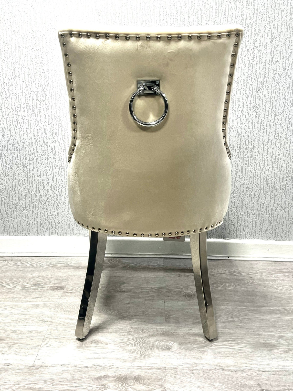 Sofia Cream Marble Dining Table with Valencia Ring Knocker Chairs