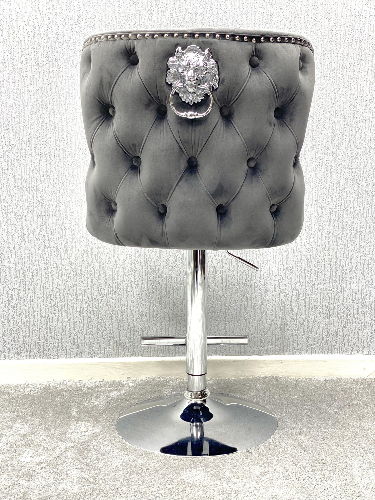 Valentino Grey Velvet Bar Stool