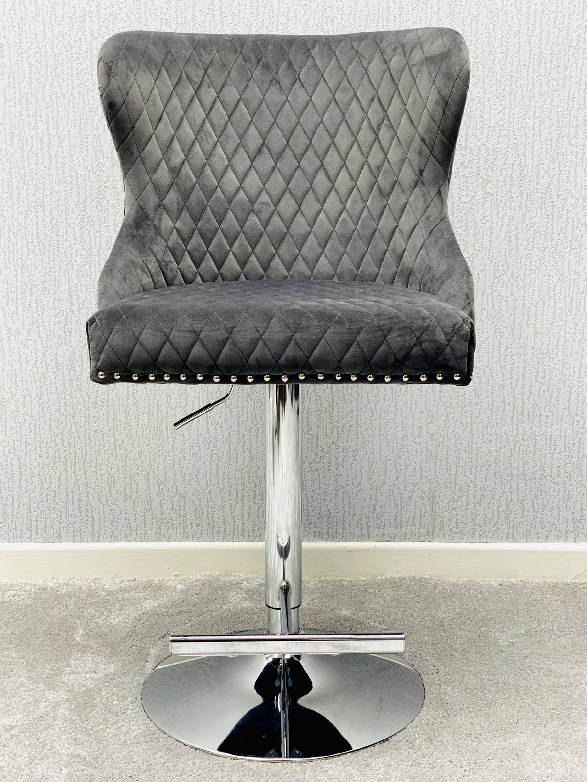 Valentino Grey Velvet Bar Stool
