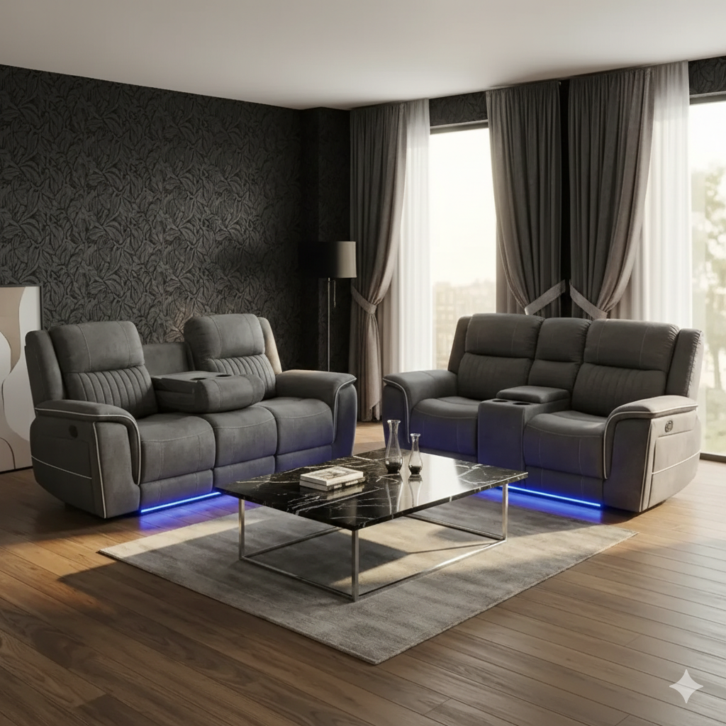 Harry Electric Recliner 3+2 Sofa Micro Fibre Fabric