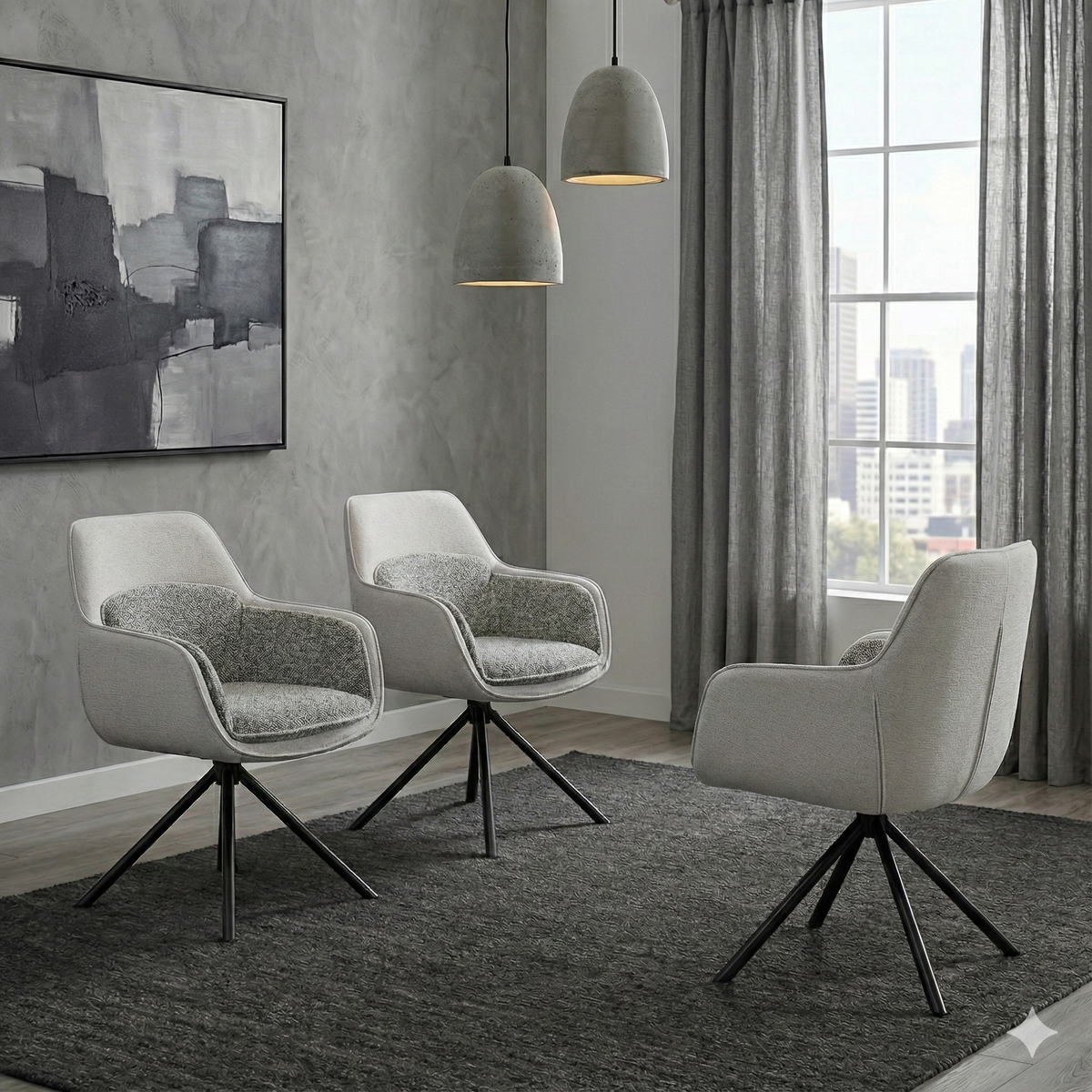 Mona Extendable Dining Table Grey Marble Effect Sintered Stone 160-240cm With Florence Chairs