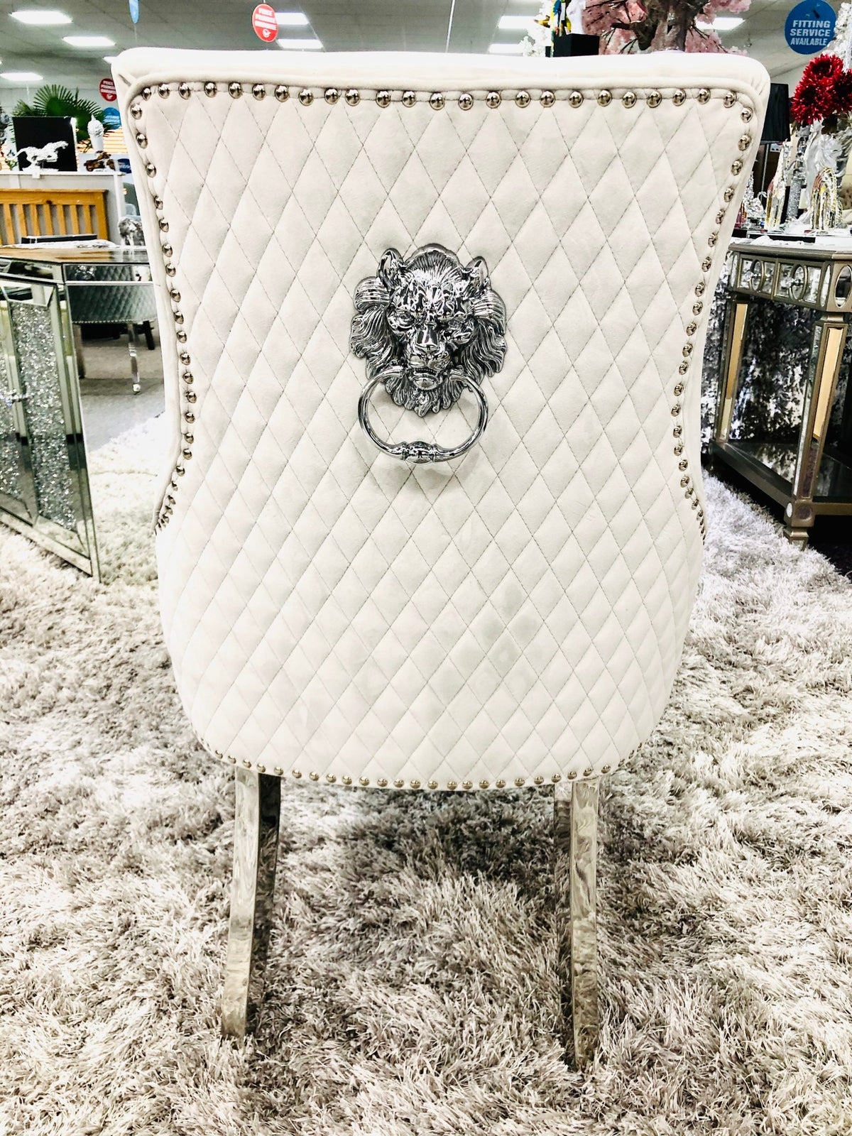 Set Of 2 Majestic Silver Dining Chair With Lion Knocker