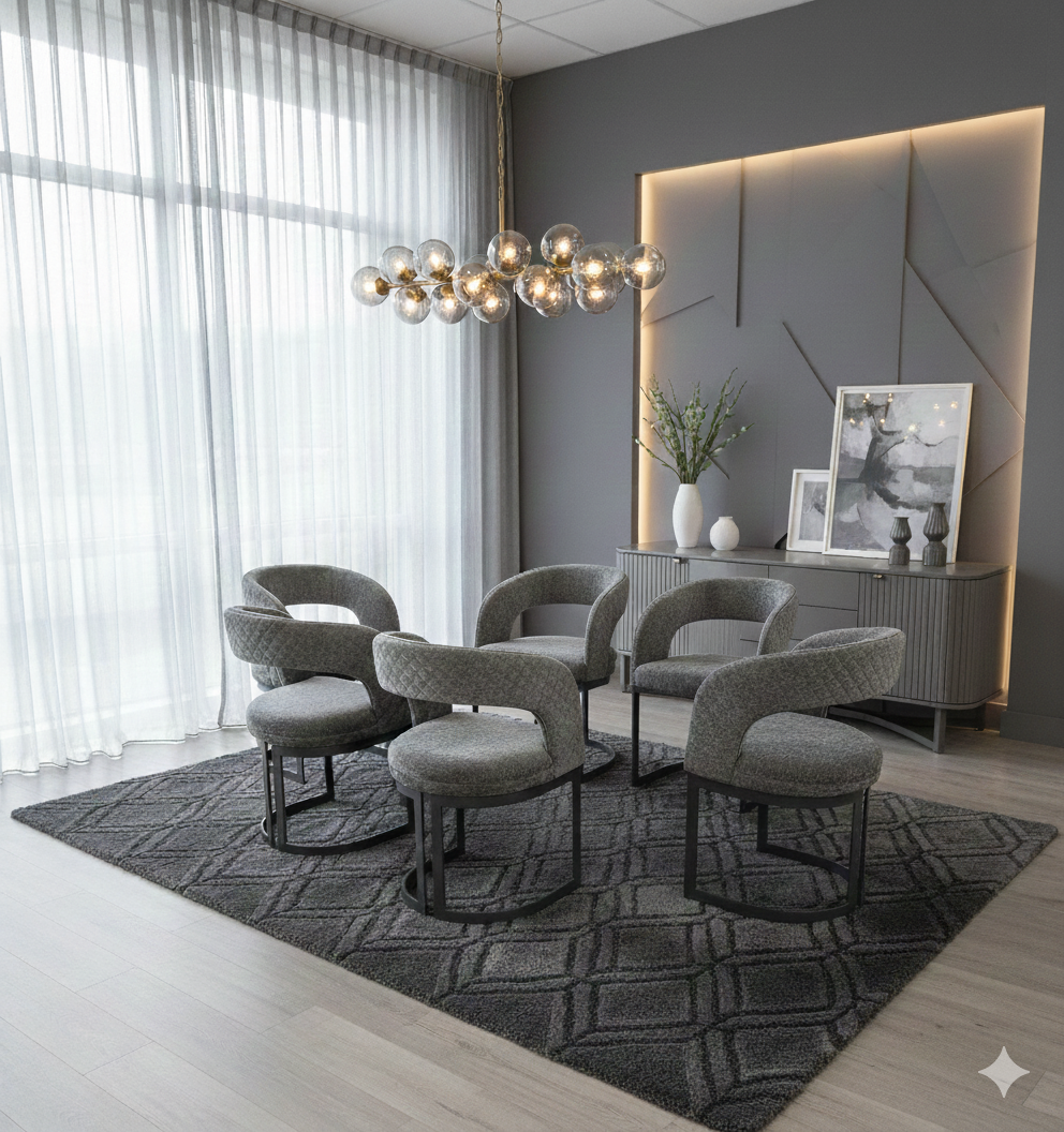 Lin Luxury Grey Marble Dining Table with Chairs