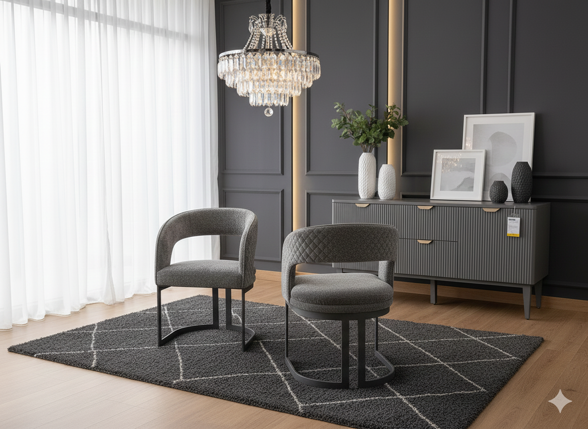 Lin Luxury Grey Marble Dining Table with Chairs