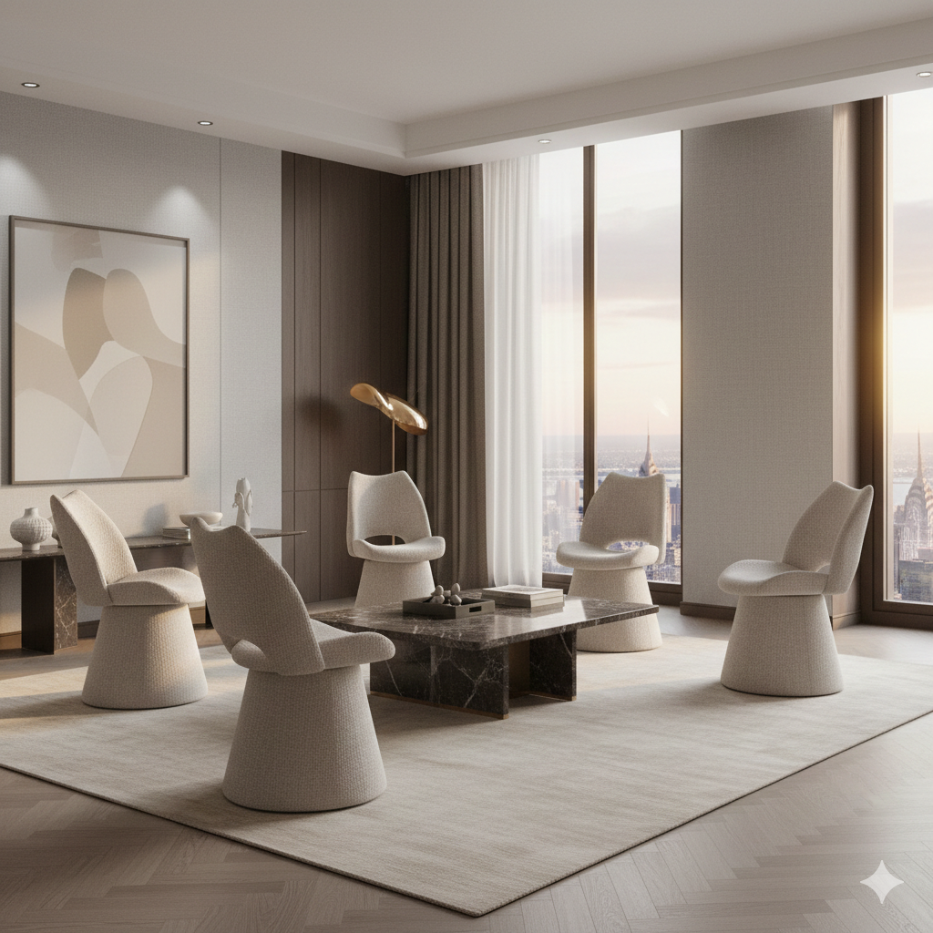 Mona Extendable Dining Table Beige Marble Effect Sintered Stone 160-240cm With Maryland Chairs