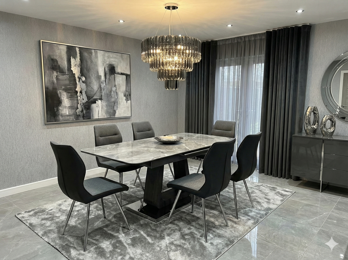 Zermatt Extendable Dining Table with 6 Zermatt Chairs