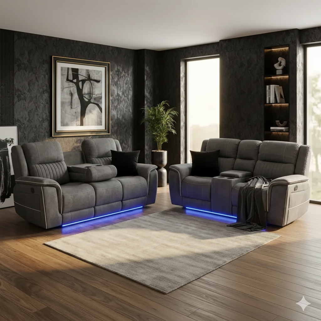 Harry Electric Recliner 3+2 Sofa Micro Fibre Fabric