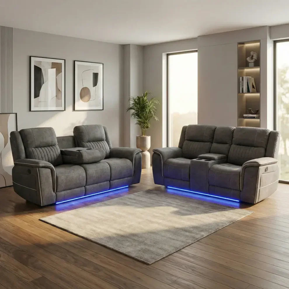 Harry Electric Recliner 3+2 Sofa Micro Fibre Fabric